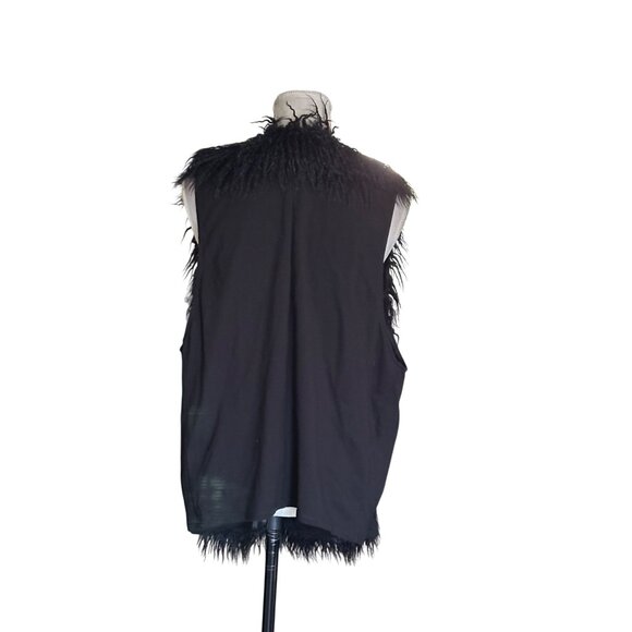 Cabi Black Faux Fur Vest Open Front XL Sleeveless Mob Wife Boho Chic - Picture 9 of 9
